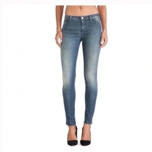 NWT IRO Blue Skinny Jeans with Faded Wash and Stretch Fabric size 28